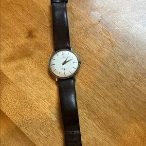 Classic Black Leather Strap Watch